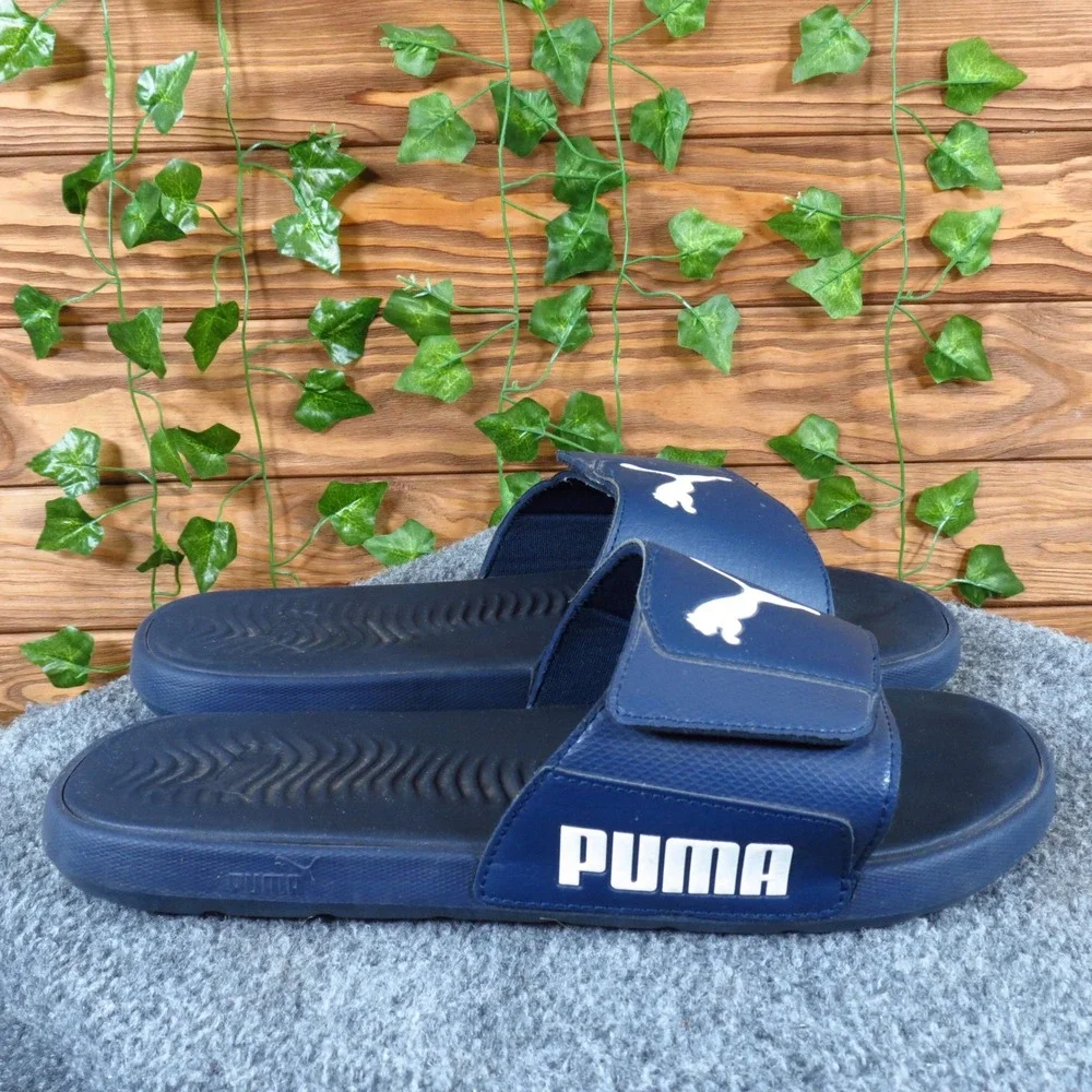 Puma Cool Cat 2.0 V FS Mens Slide Sandals Sz 11 Navy Blue White‎ Comfort Sport